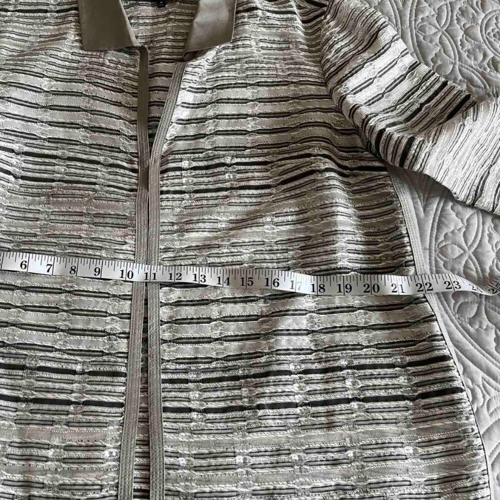 Lafayette 148 New York Gray Shimmer Stripe Open Open Jacket Lightweight sz M - Picture 8 of 11